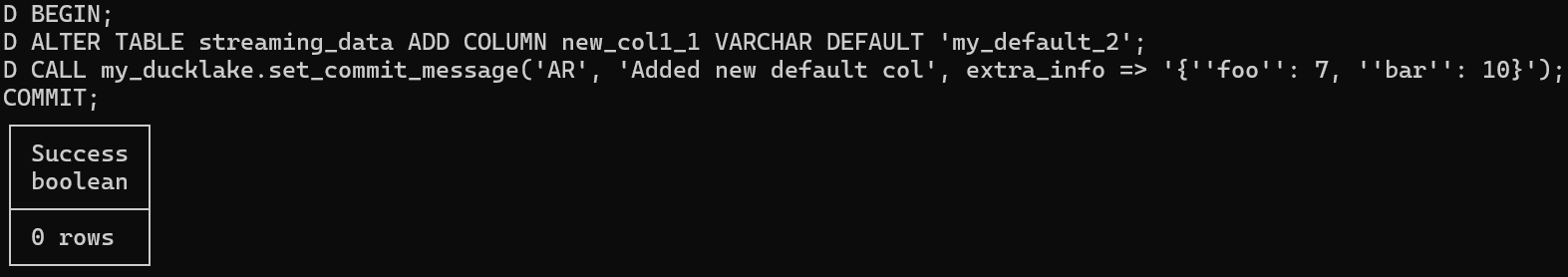 Transaction with Commit Message